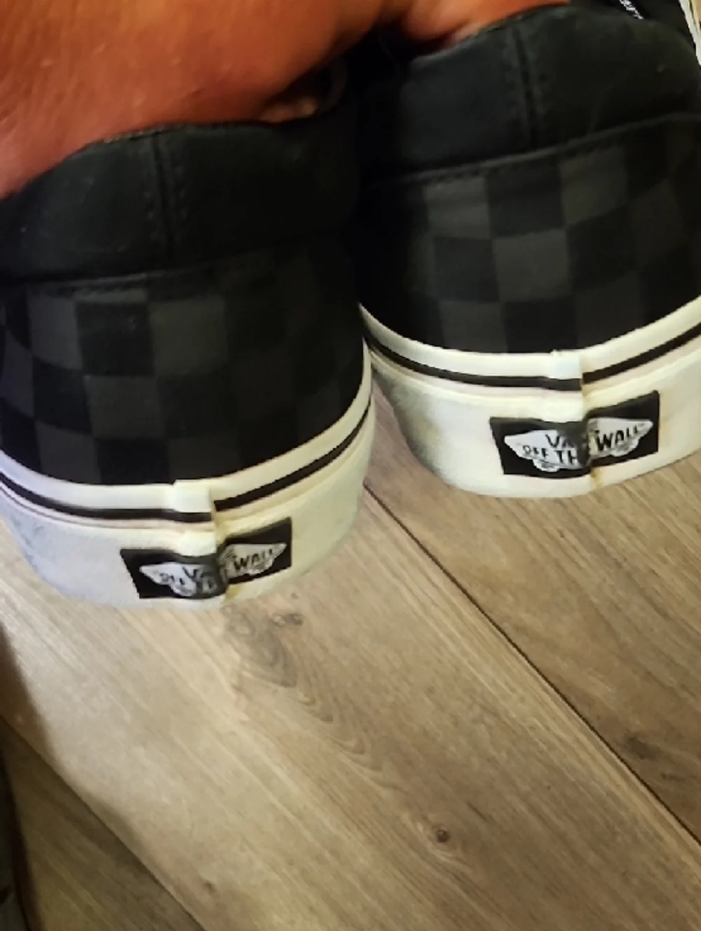 Mens Black Checkered Slip-On Vans Canvas Sneakers Sz 11.5 - Picture 6 of 6